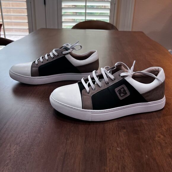 Robert Graham Trixie RG5346L Men’s 10.5 White Tan Black Leather Low Top Sneakers - Picture 3 of 10